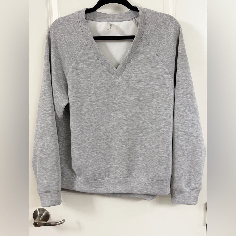 As Revival Heather Gray Women's V-Neck Sweatshirt - Picture 1 of 4